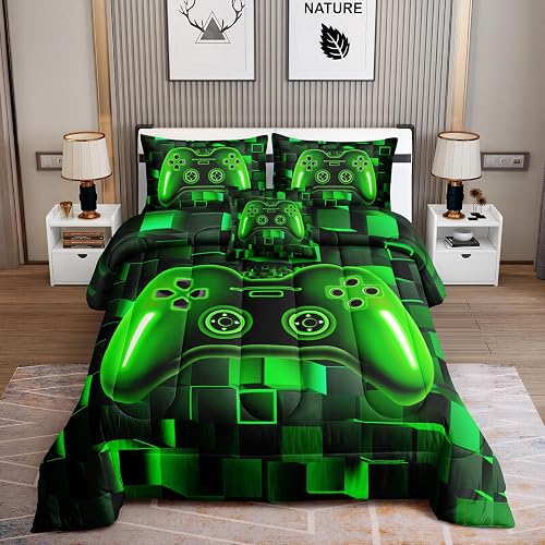 ROWADALO 6 Pieces Bed in A Bag Gamer Bedding Set for Boys Kids Adult Gaming Comf