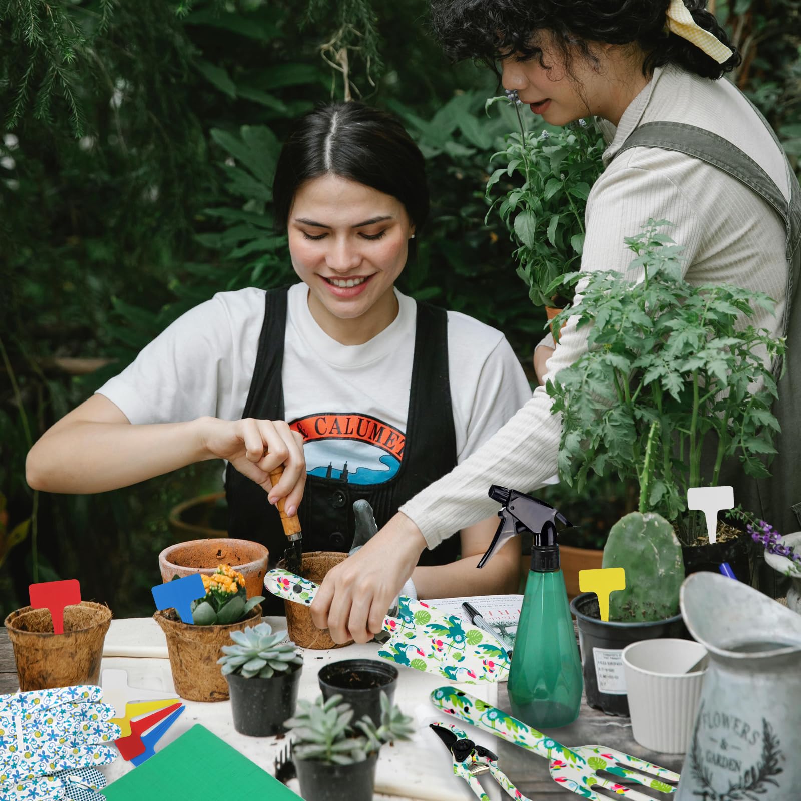 Utensili da giardinaggio resistenti con borsa per attrezzi da giardino, set di 10 attrezzi da giardino, regalo per la festa della mamma, regali di giardinaggio per donne amanti del giardino