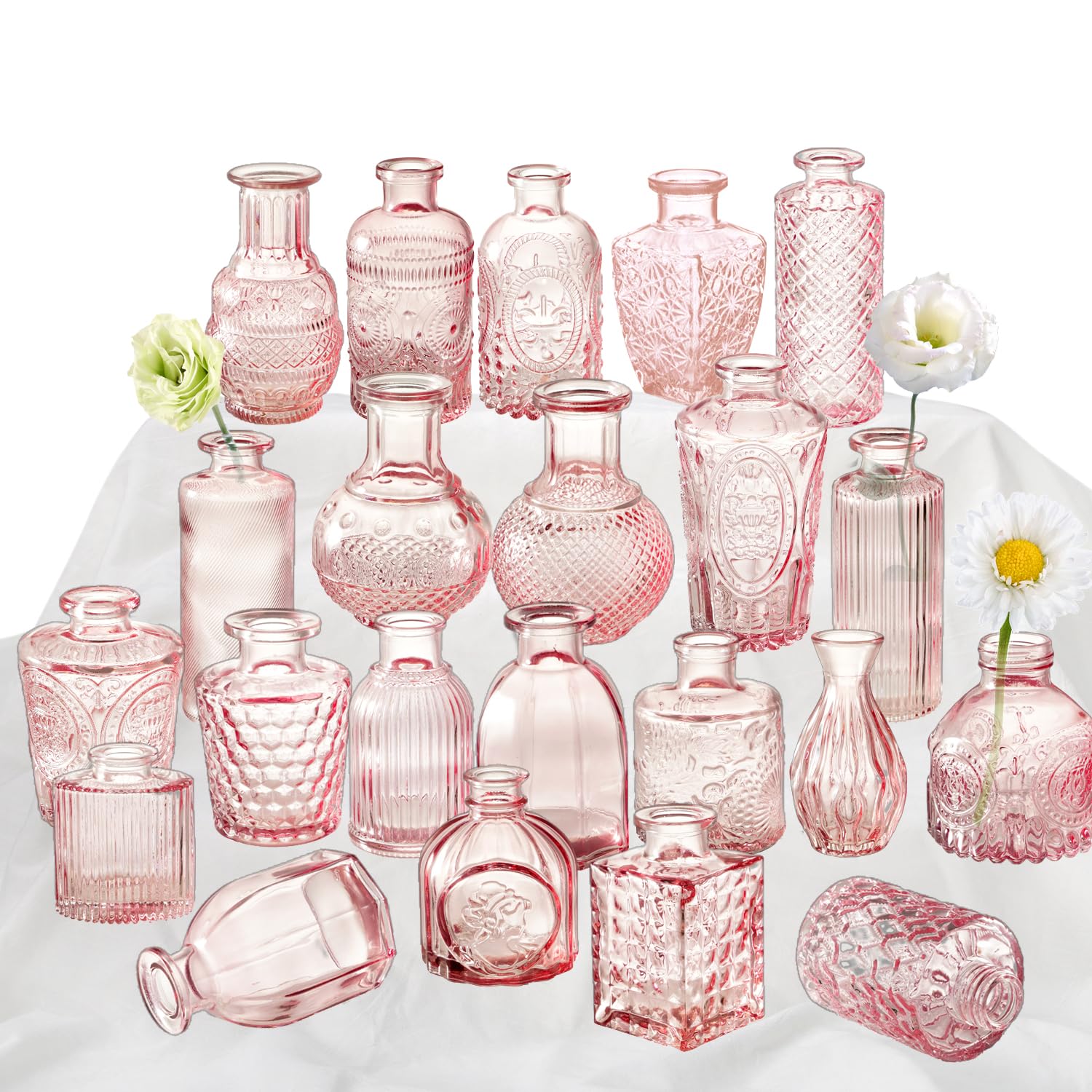 Amazon.com: Pink Glass Bud Vase Set of 22, Small Vases for Flowers
