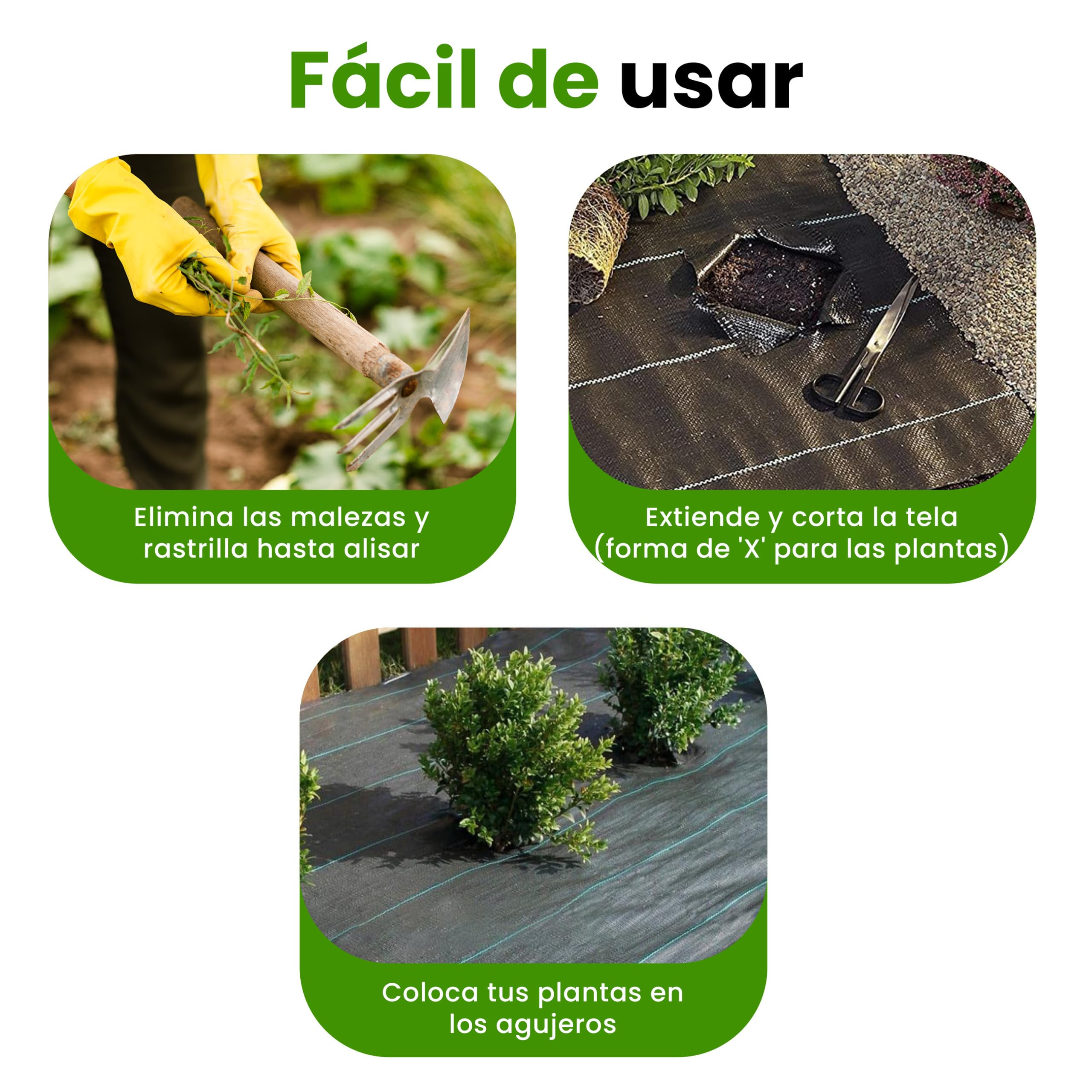 Malla Antihierbas Permeable | Tela Manta Antihierbas Jardín | Rollo1.5x100m