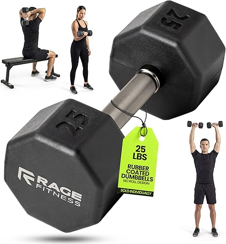 Miniatura 14 de Mancuernas con Revestimiento de Goma - Diseño Antirrodante, Mango de Acero Moleteado de Fácil Agarre, Juego de Mancuernas con Pesas para