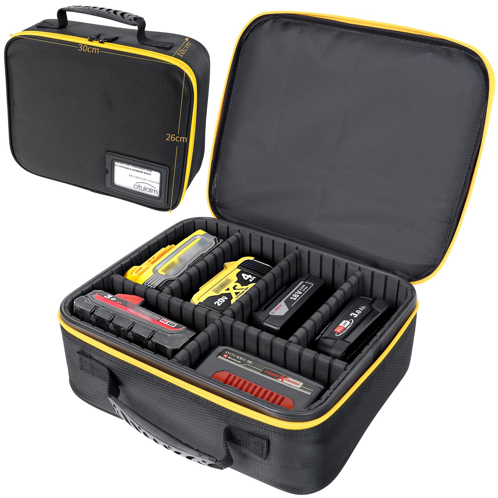 30 x 26 x 10 cm Borse per Utensili con Divisori Regolabili - Custodia Rigida Portatile per Batterie/Caricabatterie, Grande Borsa Cassetta per Attrezzi Accessori, Impermeabile Antiurto Cover