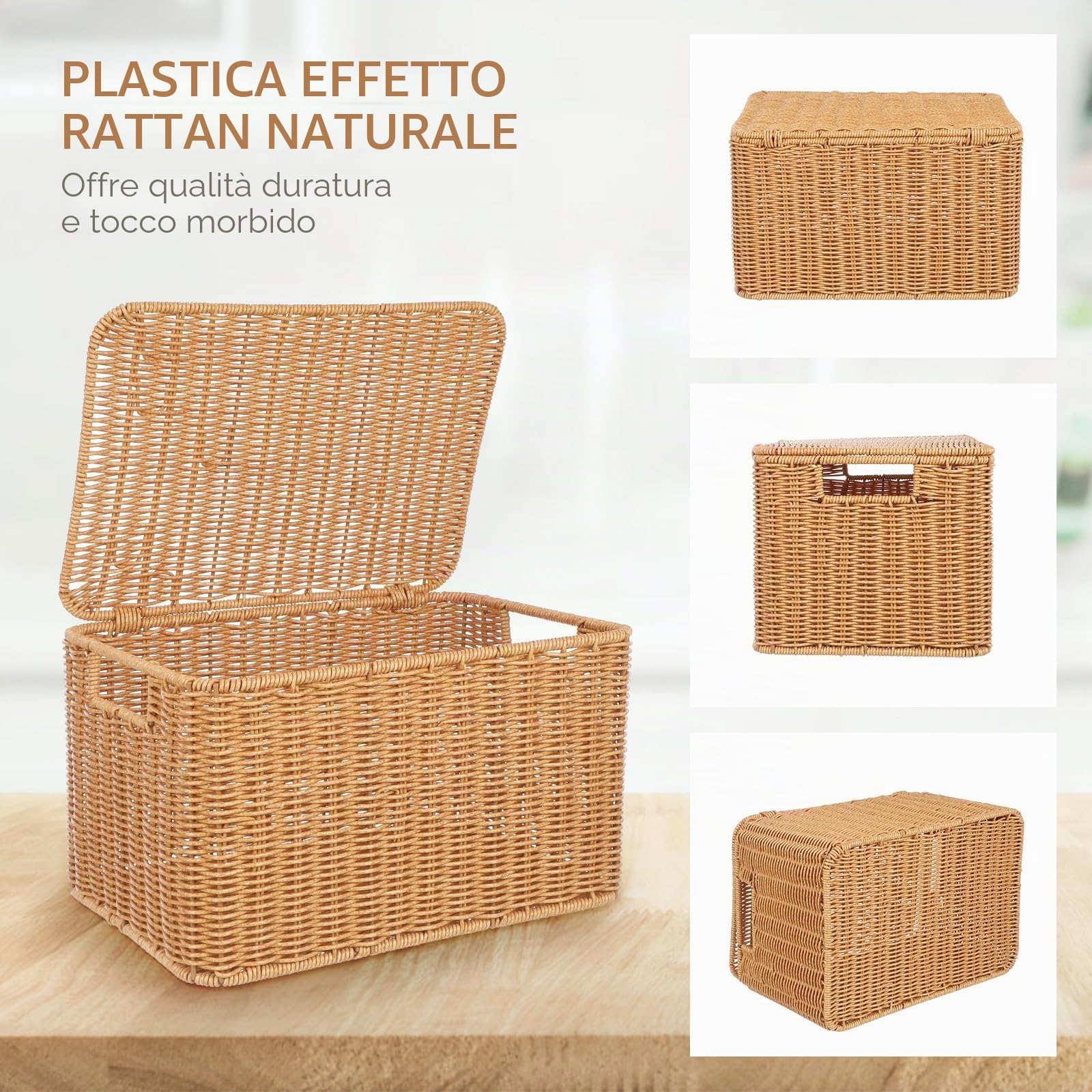 Cestino con Coperchio Portaoggetti in Pp e Telaio in Ferro, Forma Cubica, Capienza Grande, per Giochi e Oggetti Vari, Organizer Pratico