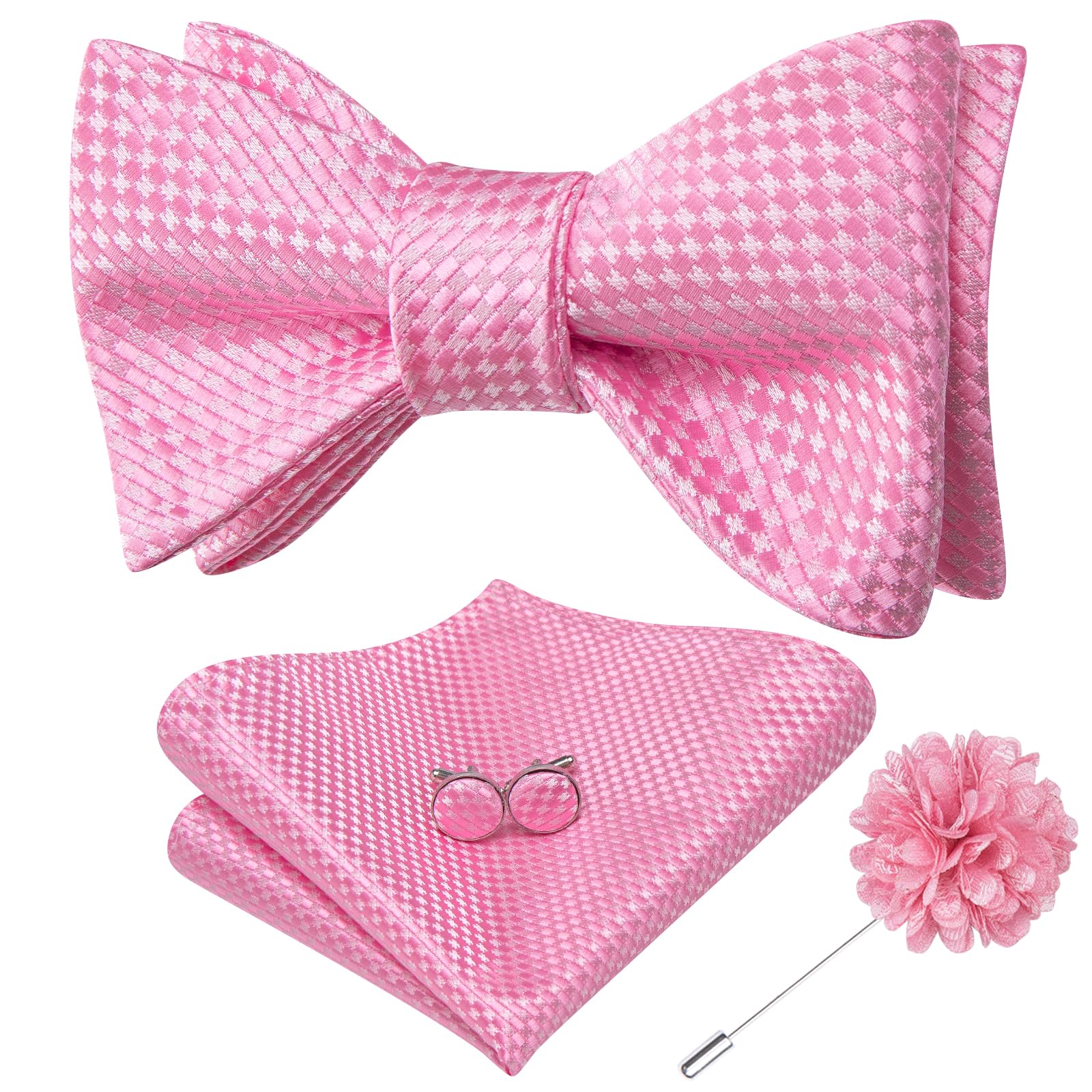 Dubulle Self Tie Bow Ties for Men Silk Paisley Bowtie Lapel Pin Set