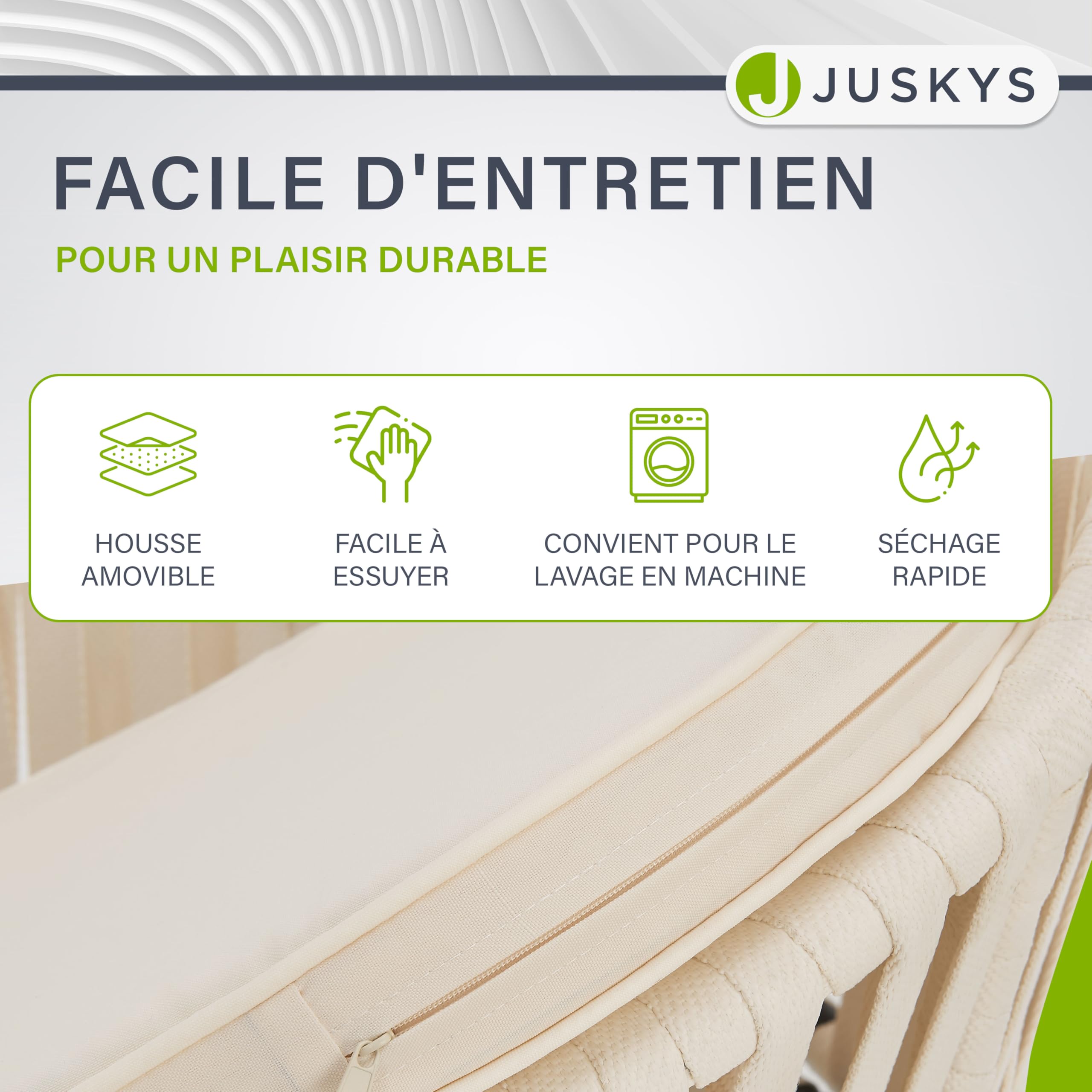 Juskys Chaises de Jardin Rope Lot de 2 - Résistantes aux intempéries - Jusqu’à 160 kg - avec Coussins de Dossier & d’Assise en Polyester - Beige