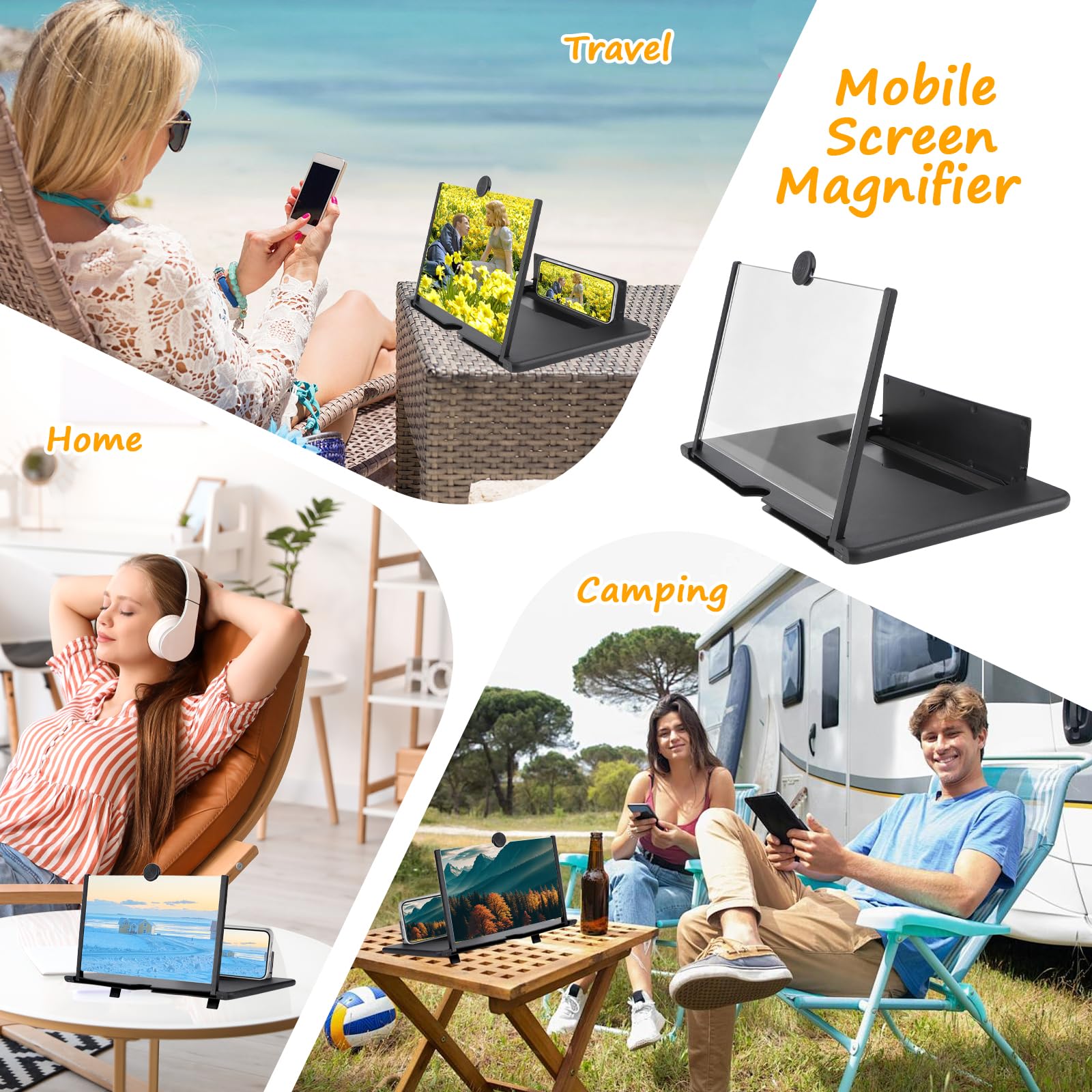 Amplificatore schermo cellulare, Lente Ingrandimento Smartphone 12" HD Schermo Ingranditore pieghevole Lente d'ingrandimento per tutti gli smartphone per la visione di video