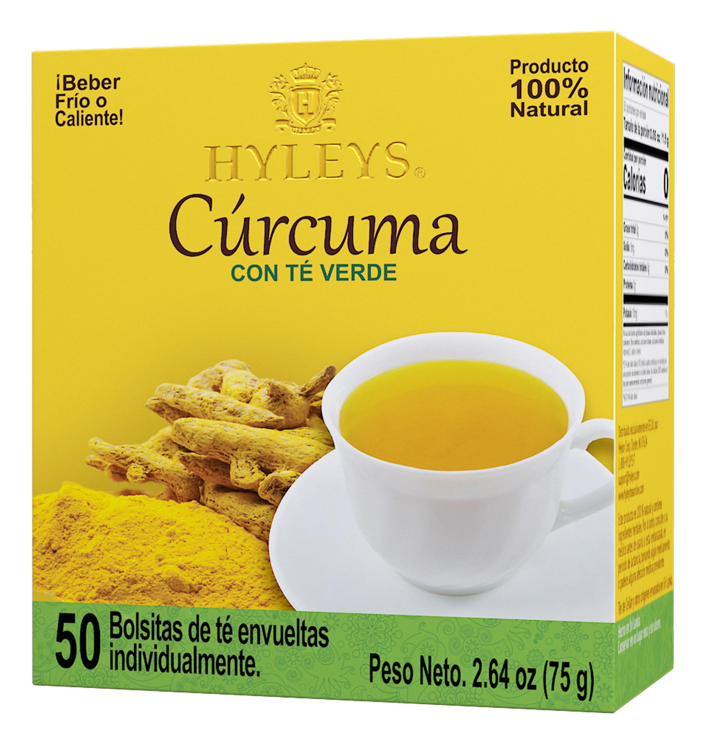 Amazon.com : HYLEYS Green Tea with Turmeric Root, 50 Individually