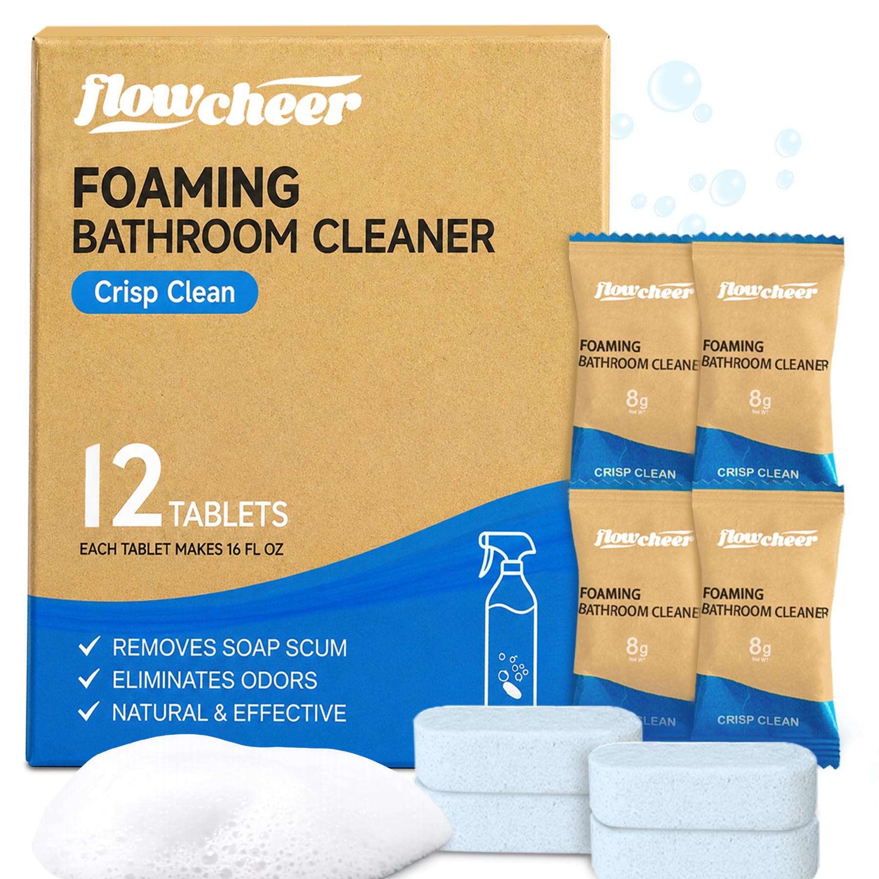 flowcheer Bathroom Cleaner Tablets,12 Count