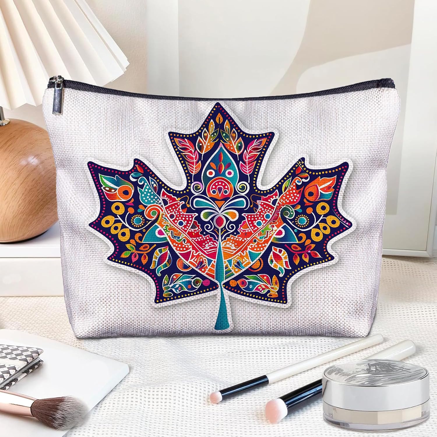 Small Makeup Bag, Mini Capacity Makeup Pouch & Travel Toiletry Bag for Women, Make Up Brush Skincare Organizer, Water-Resistant Canvas Cosmetic Bag Carry All for Gym, College, Weekend Trips A6