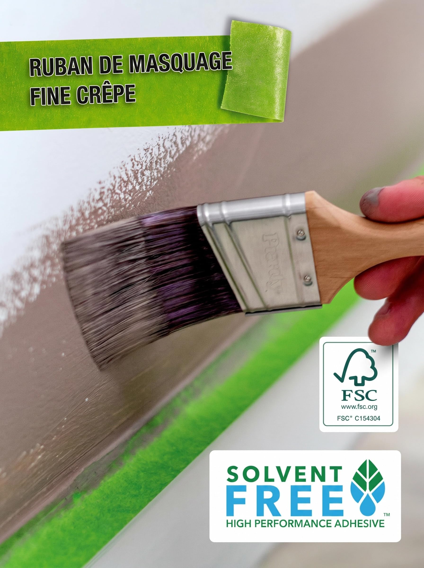 FrogTape Multi Surface Ruban de Masquage 36mm x 55m lot de 3, Adhésif Peintre avec Technologie PaintBlock, Lignes Nettes, Enlèvement Sans Résidus, Scotch Peinture pour Bois Verre Métal, Vert