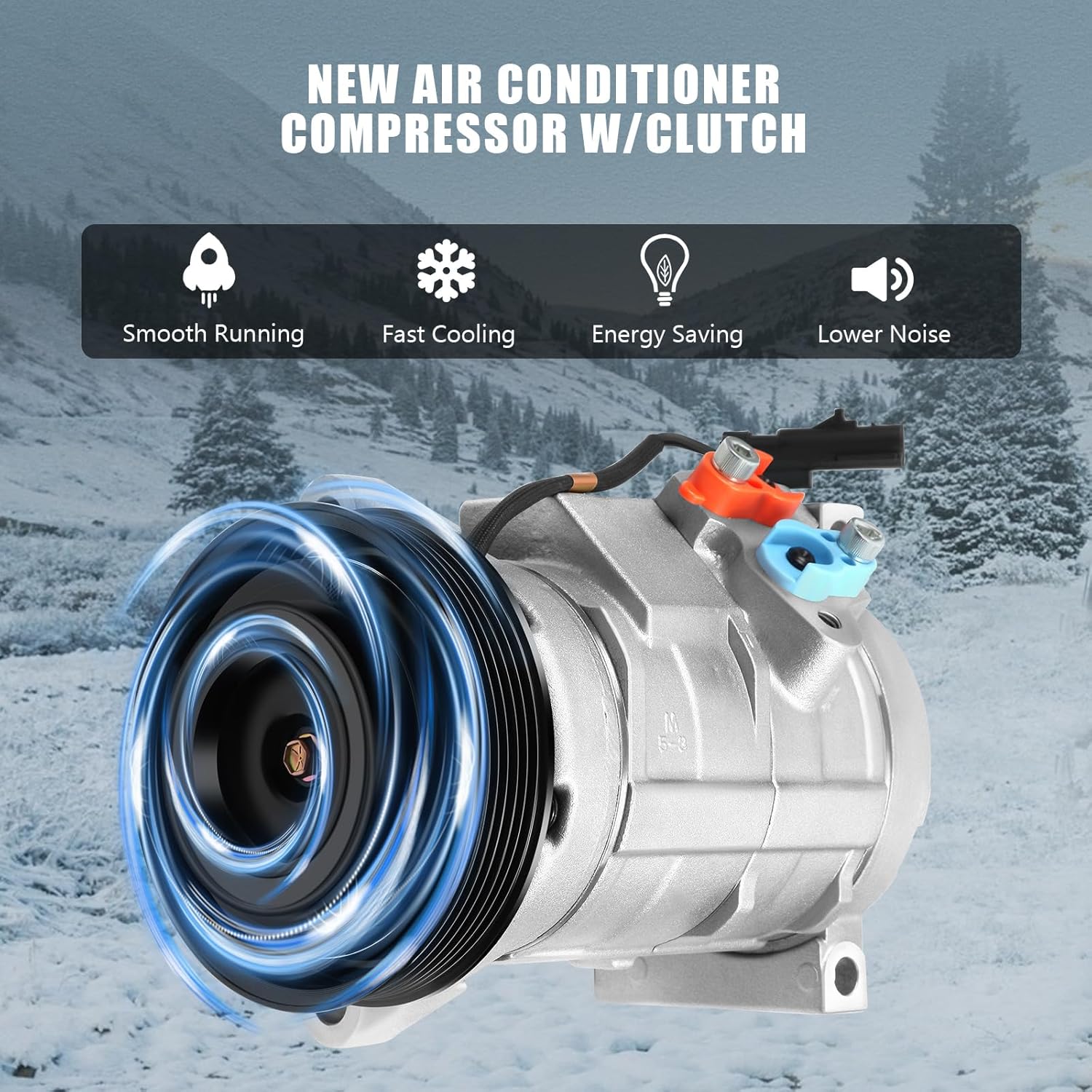 A/C Compressor with Clutch Fit for Chrysler for Town & Country 3.3L 2001-2007 for Chrysler for Town & Country 3.8L 2001-2007 Replace AC Compressor CO 29001C