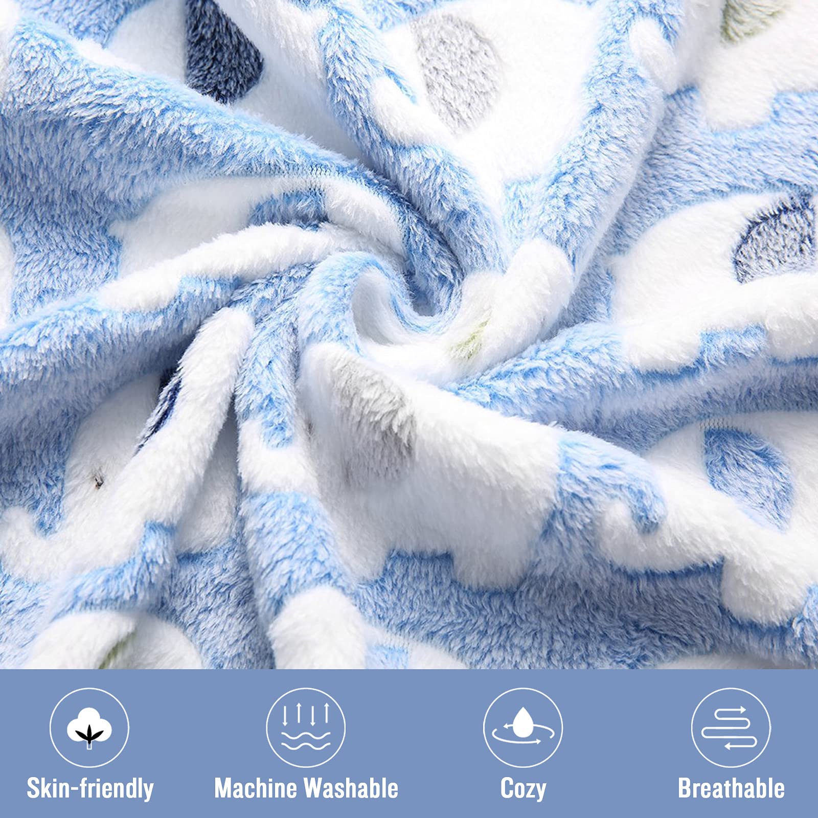 luciphia 3 Pezzi Coperta per Cane/Gatto Lavabile Soffice Durevole, Morbida e Calda Flanella,Elefante,Large (104 * 76cm)