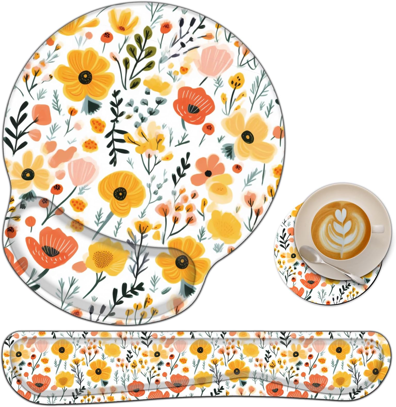 Mouse Wrist Rest And Cute Coaster With Ergonomic Memory Foam, Non-Slip...