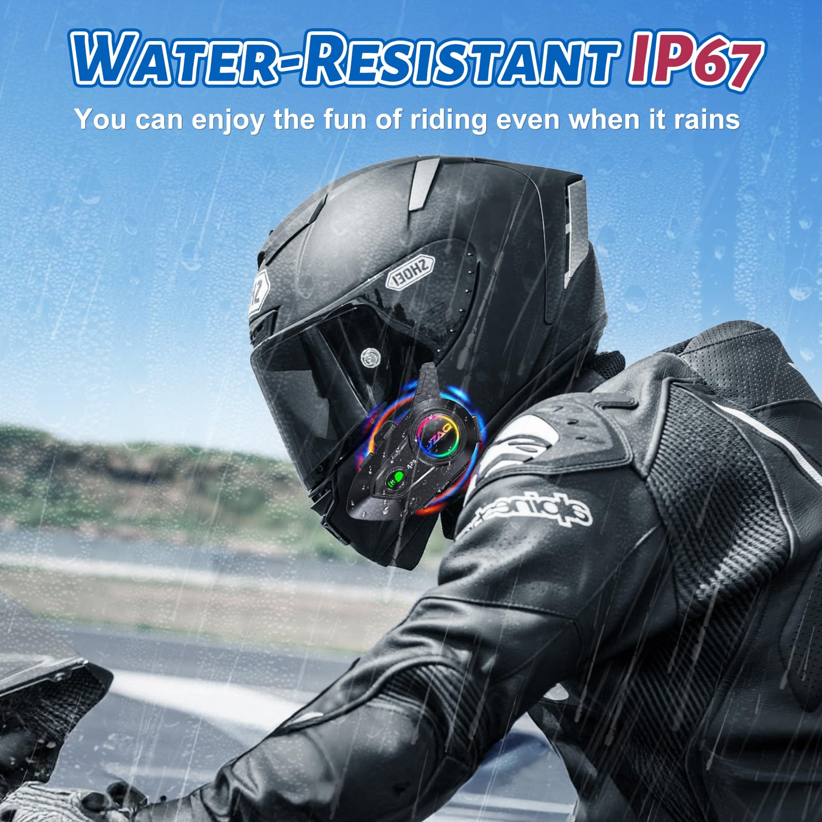 Altoparlanti e citofono Bluetooth per casco – Sistema di comunicazione con cancellazione del rumore a 2 piloti per moto, 1000 mAh