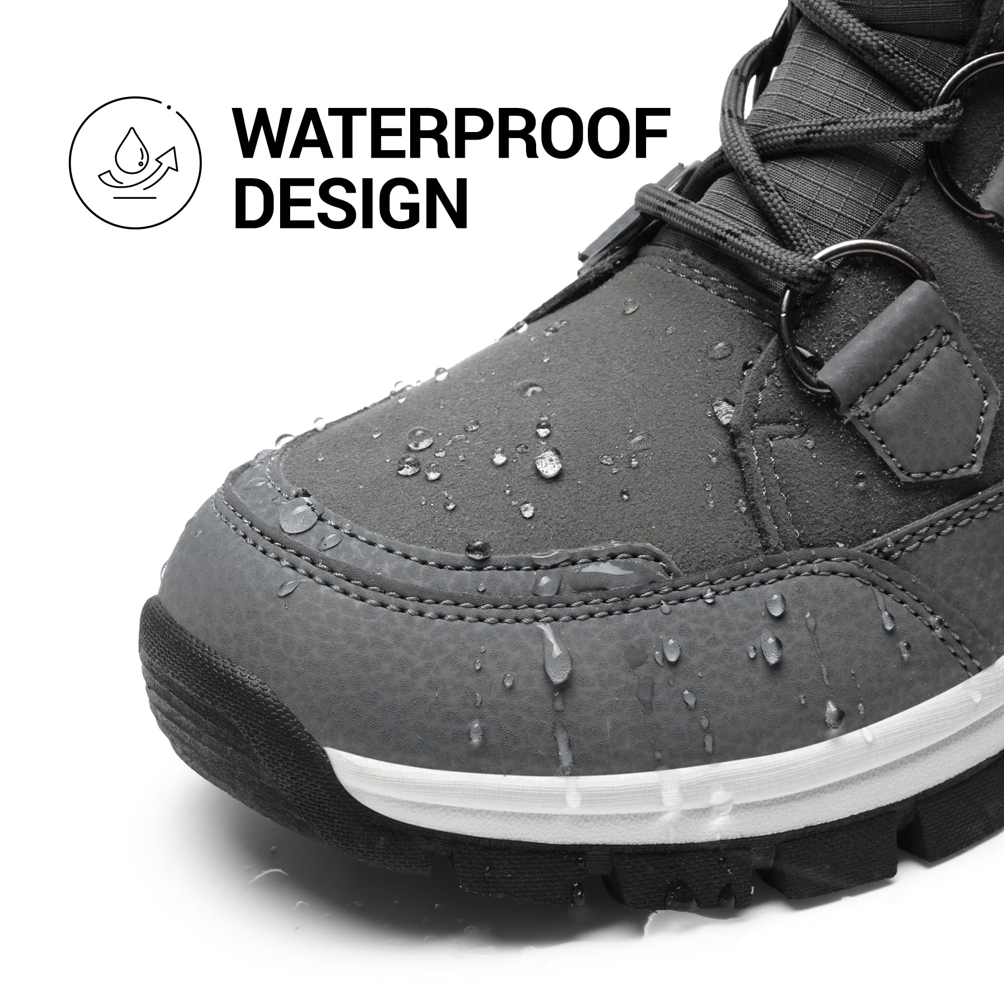 DREAM PAIRS Women's Waterproof Winter Snow Boots, Warm Comfortable Faux Fur Insulated Non-Slip Outdoor Lace-Up Florin Mid Calf Booties: 6 Dark/Grey