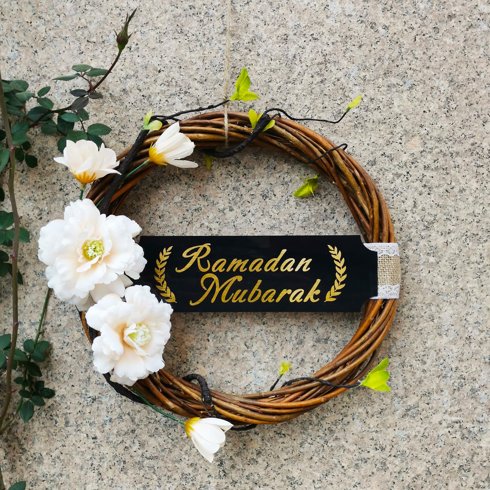 Couronne de Ramadan Mubarak pour maison et décoration de fête extérieure ou intérieure