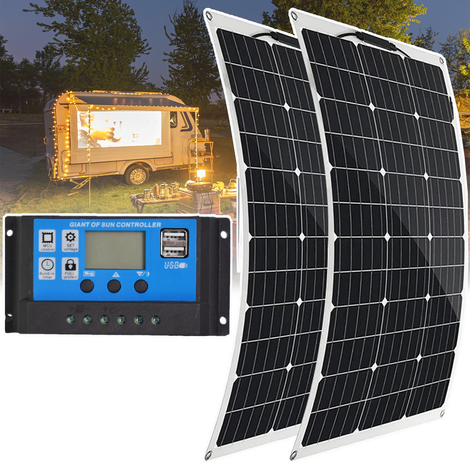Kit panneaux solaires pour le camping 300W flexible pour camping-car