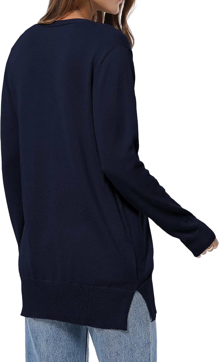 QUALFORT Women's Lightweight Open Front Cardigan Cotton Long Sleeve Casual Loose Fit Knit Cover Up Sweater - Image 7