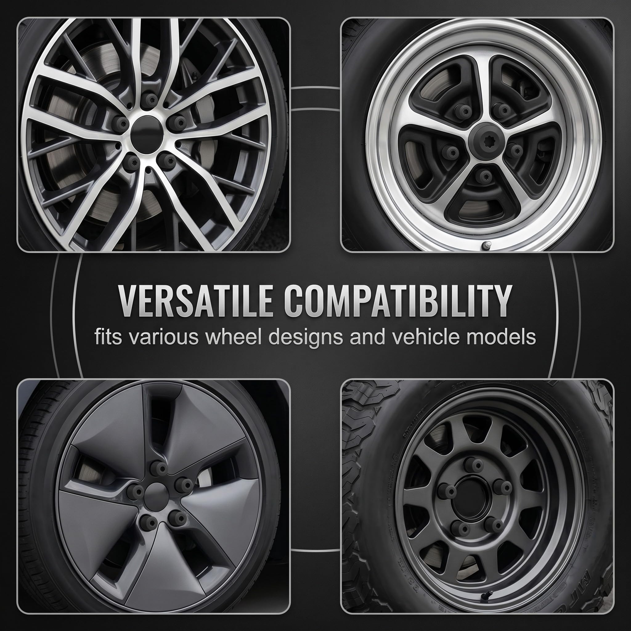 Copribulloni Auto Universali Neri 17mm 20 Pezzi con Strumento di Rimozione