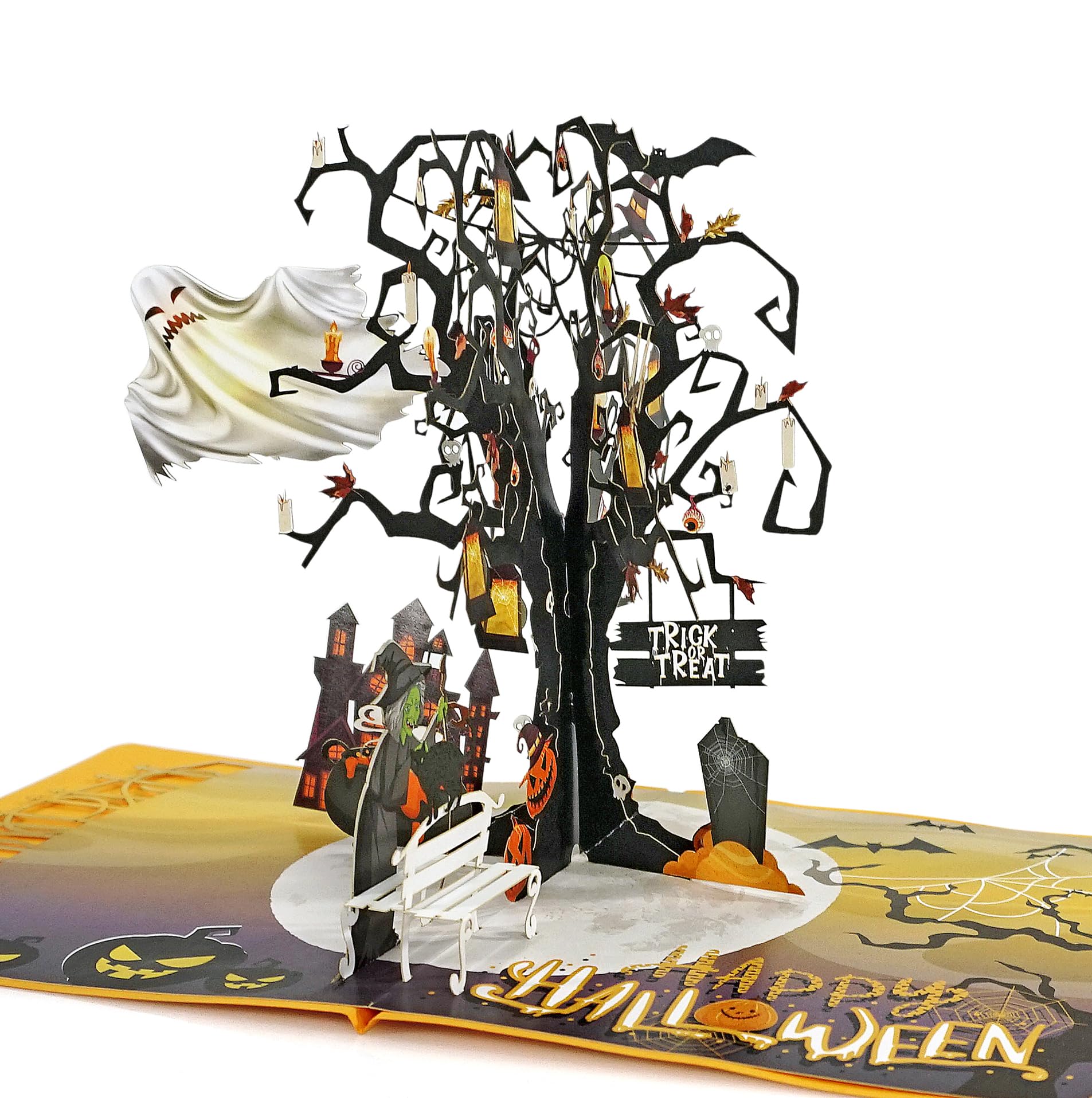 Biglietto Pop-Up 3D Halloween – Castello Stregato Con Fantasmi E Zucca, Con Busta, Decorazione Spettrale
