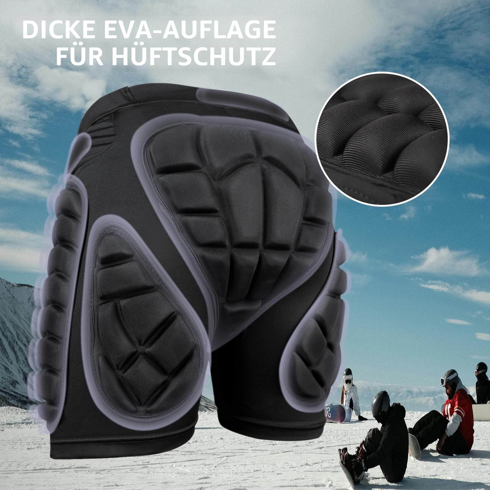 Cienfy 3D Hüftpolster Eva Protektorenhose Gepolsterter Shorts Crash-Pad Impakthose für Skiing, Eislauf, Snowboardfahren Und Skateboardfahren