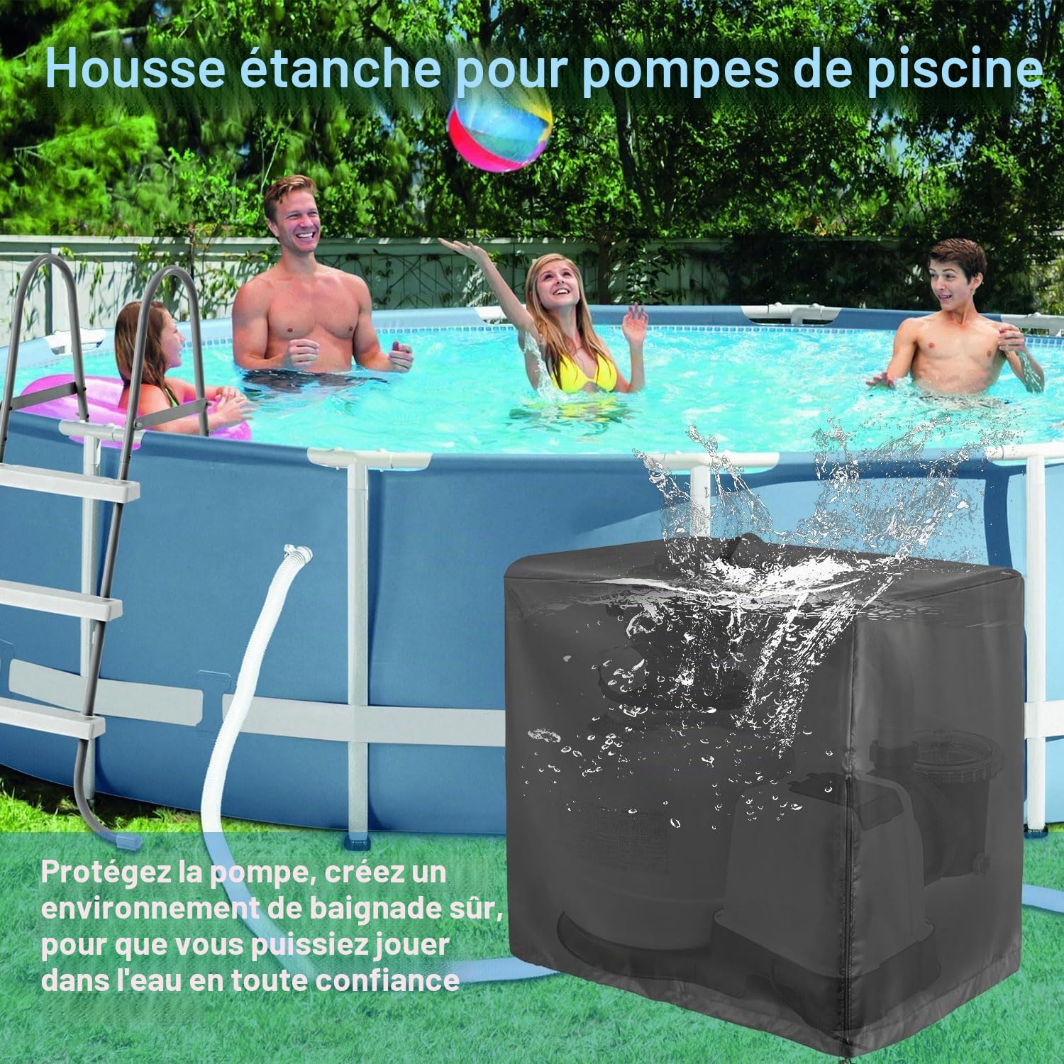 Abri Pompe Piscine Hors Sol 420D Tissu Oxford Étanche Caisson Phonique