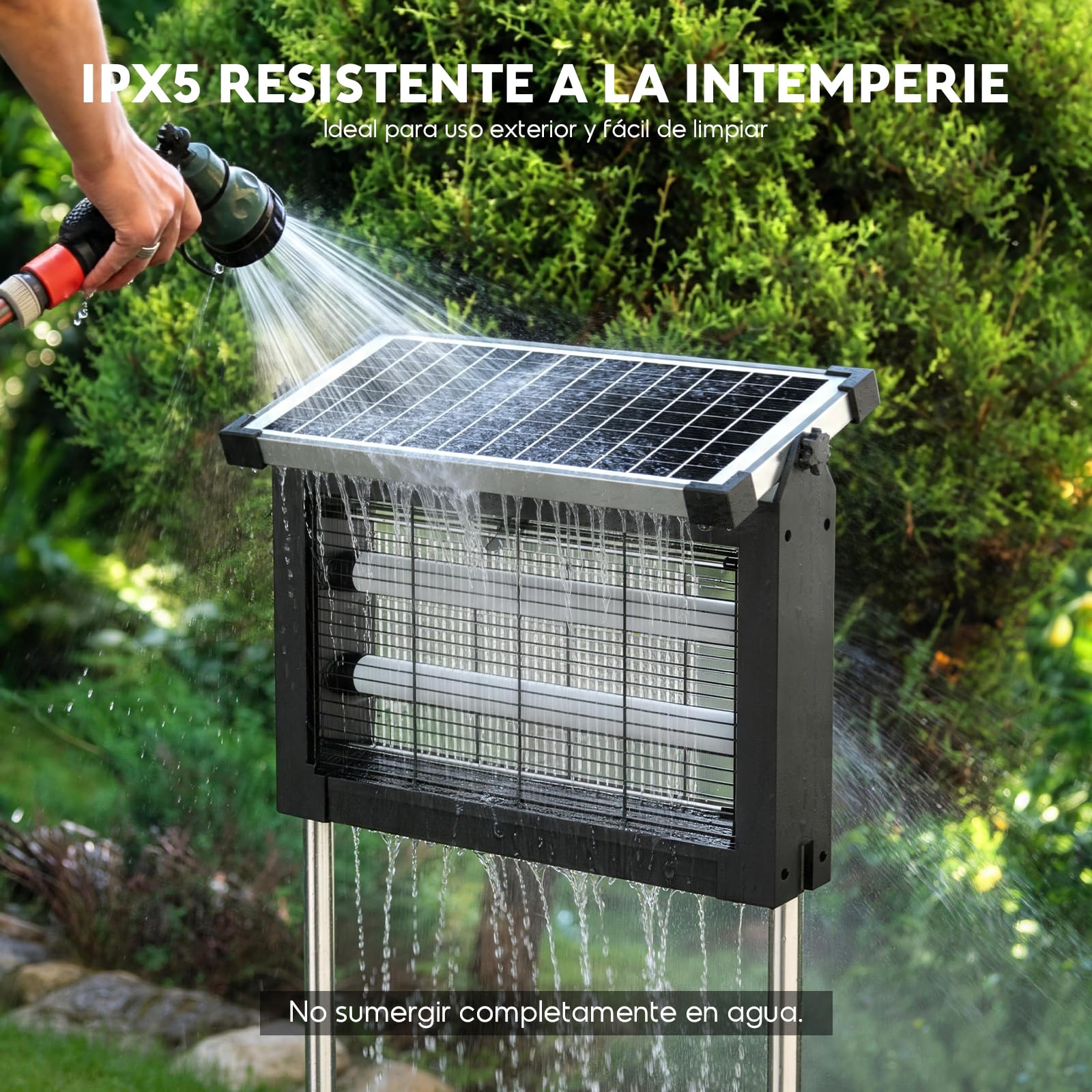 Lampada Antizanzare Solare da Esterno, Zanzariera Elettrica 4500V, Impermeabile IPX5, Ricaricabile USB-C, Batteria 4000mAh, Senza Fili con Picchetto per Giardino, Prato, Terrazzo, Campeggio