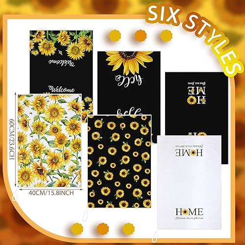 Miniatura 3 de Geyoga 6 toallas de cocina con girasol, absorbentes, decorativas, para verano, cocina, baño, decoración del hogar, 16 x 24 pulgadas (negro, blanco,