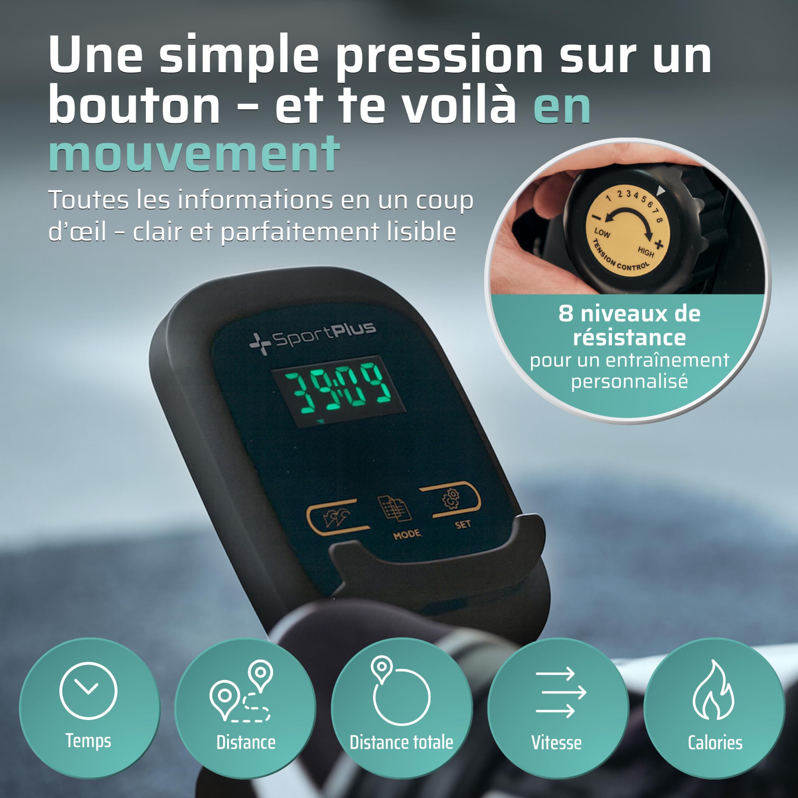 Sportplus vélo d'appartement & de Bureau, Mini vélo d'appartement, avec Frein magnétique & 8 Niveaux de résistance, avec Ordinateur d'entraînement, pédales Extra Larges