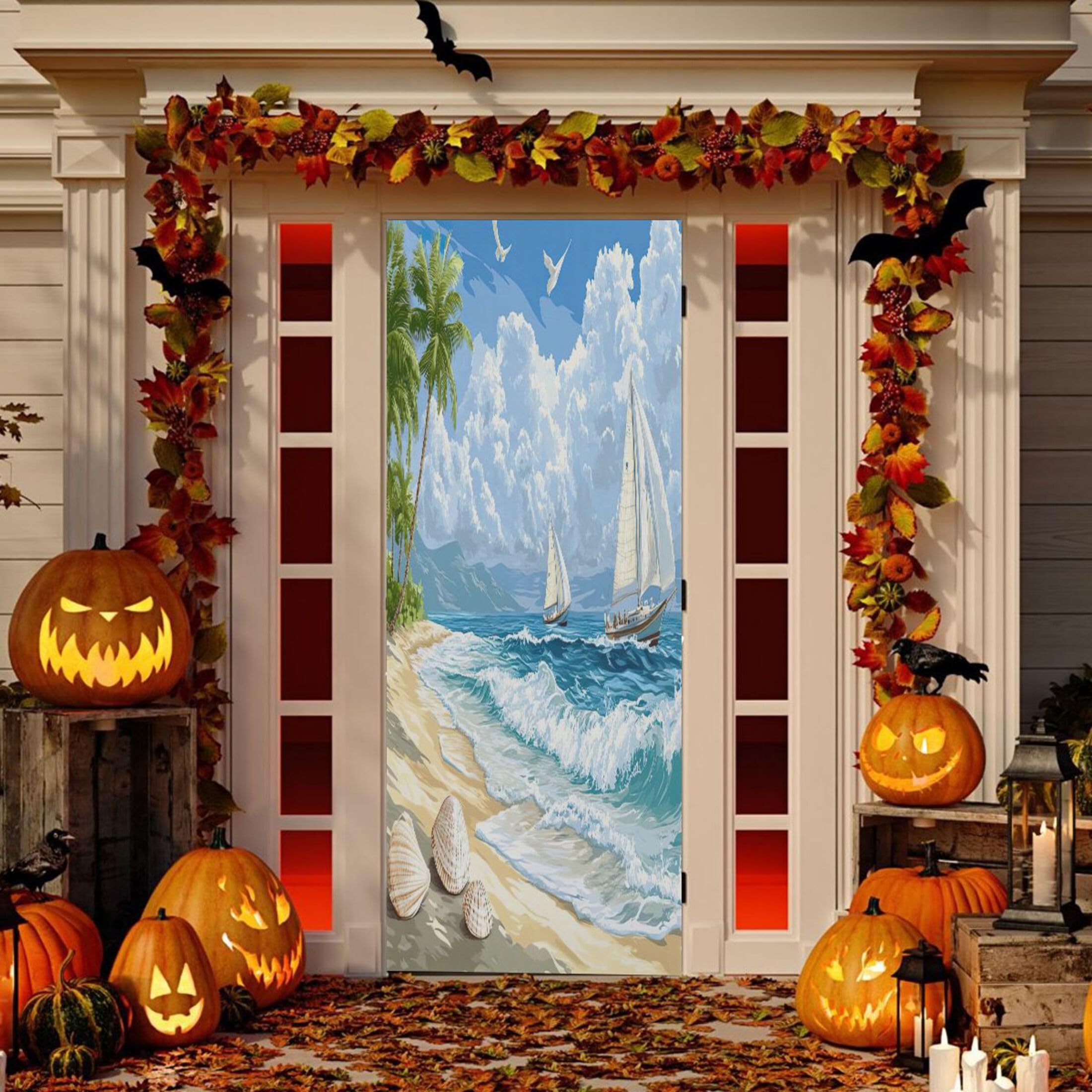 Housse de porte d'entrée en tissu élastique décorative grand format 91,4 x 248,3 cm