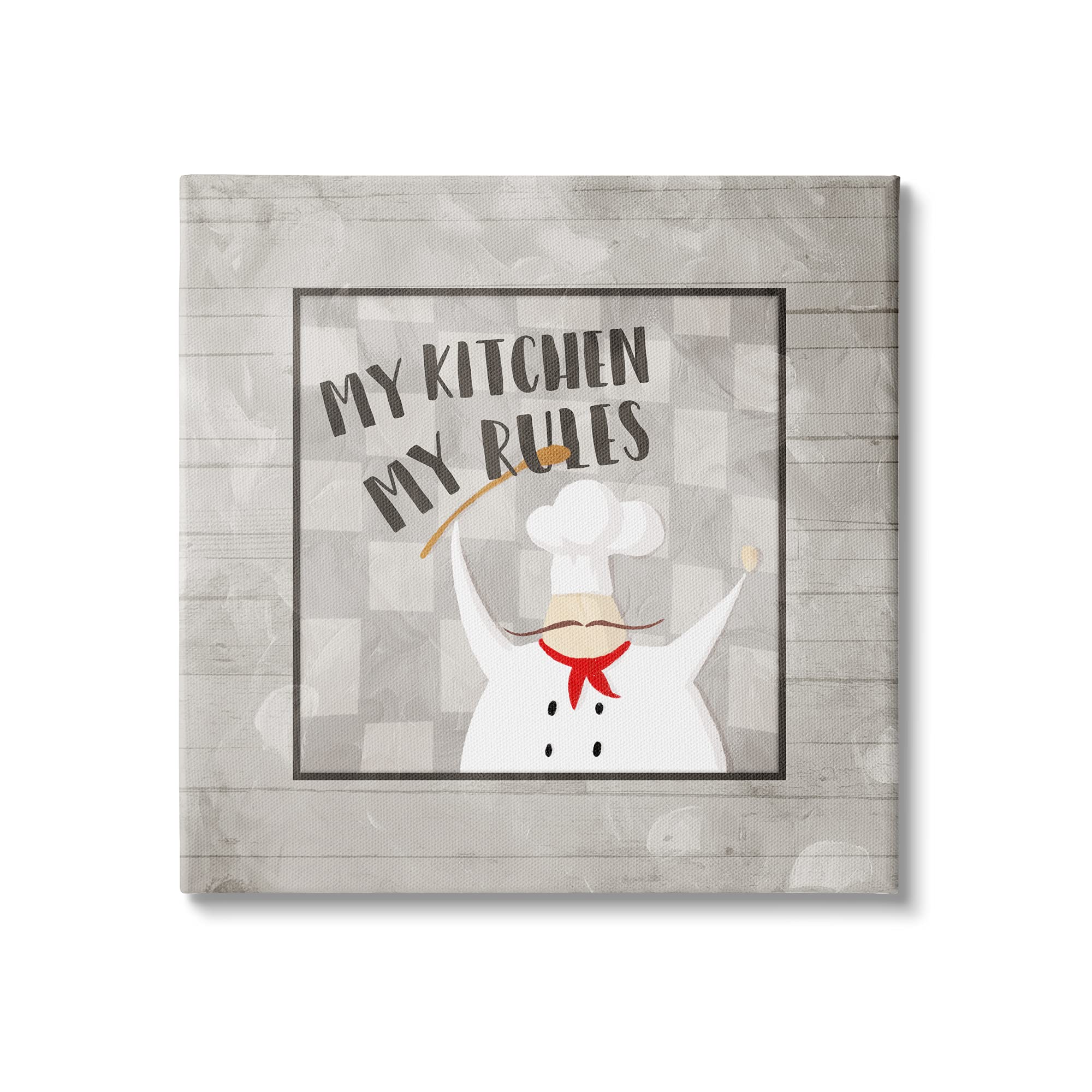 Stupell Industries My Kitchen My Rules Phrase French Mustache Chef, Designed by Milli Villa Canvas Wall Art, 36 x 36, Brown