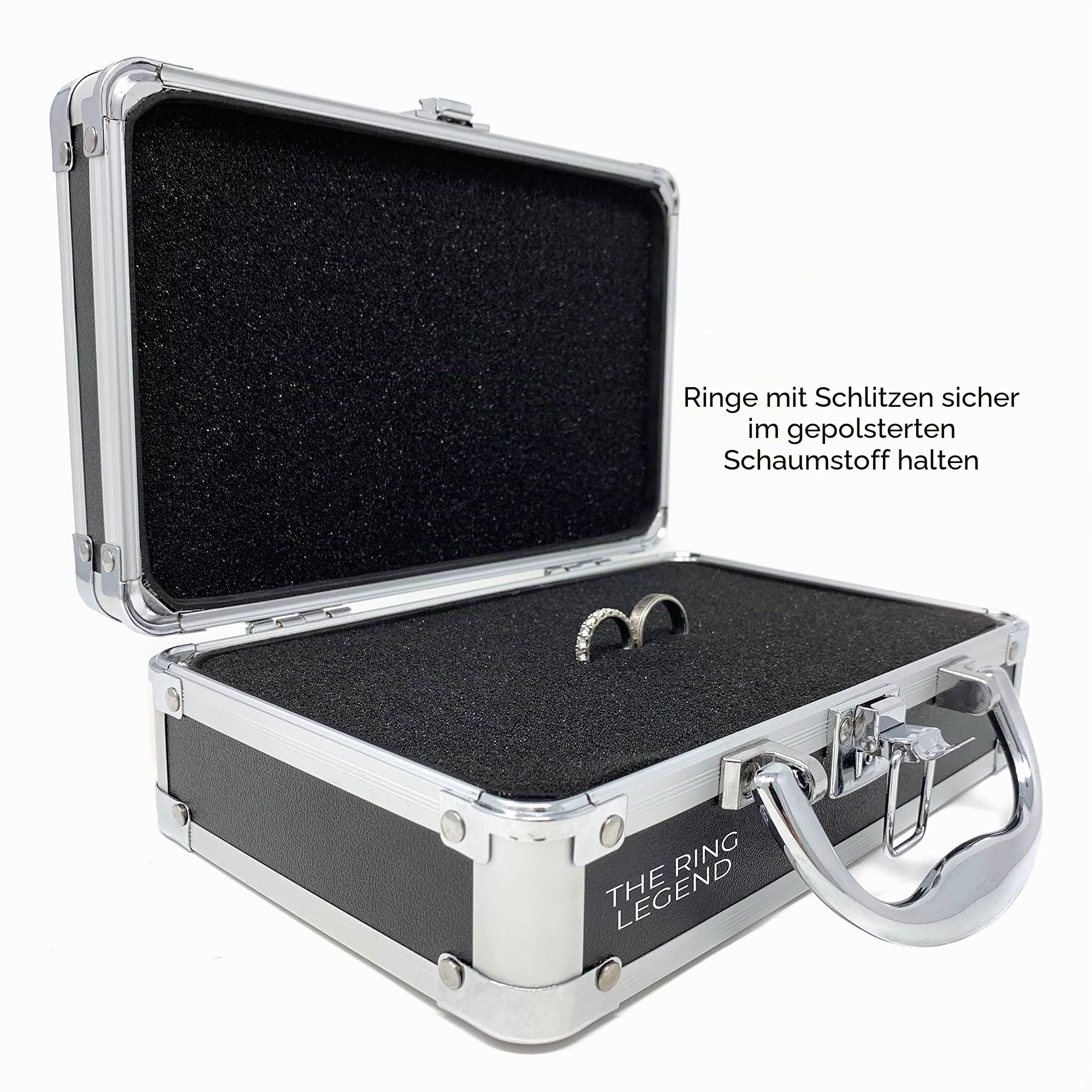 THE RING LEGEND Ring-Sicherheits-Ringträger-Aktentasche mit gepolsterten Schlitzen zum Halten von Ringen – Ringträger-Geschenke – Hochzeitsring-Sicherheits-Etui für Kinder – Spezialagent Ringträgerbox