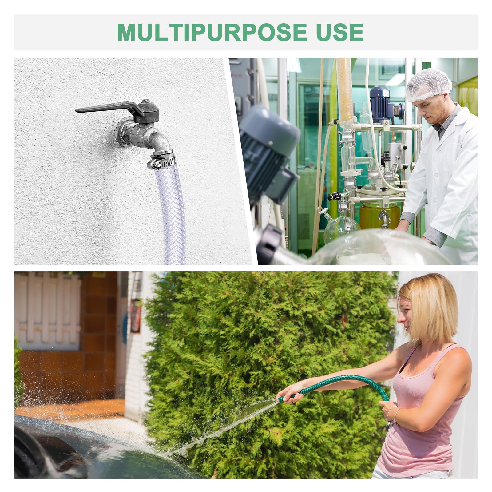 M METERXITY 1" ID x 1 1/4" OD Tuyau En PVC, 10 Ft Tuyau Flexible En PVC Tressé Transparent Haute Pression pour Lignes D'eau, D'huile, D'air
