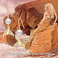 Vista 7 de Aretes de oro de 14 quilates, aretes de oro macizo, joyas, regalos de Navidad para mujeres y niñas