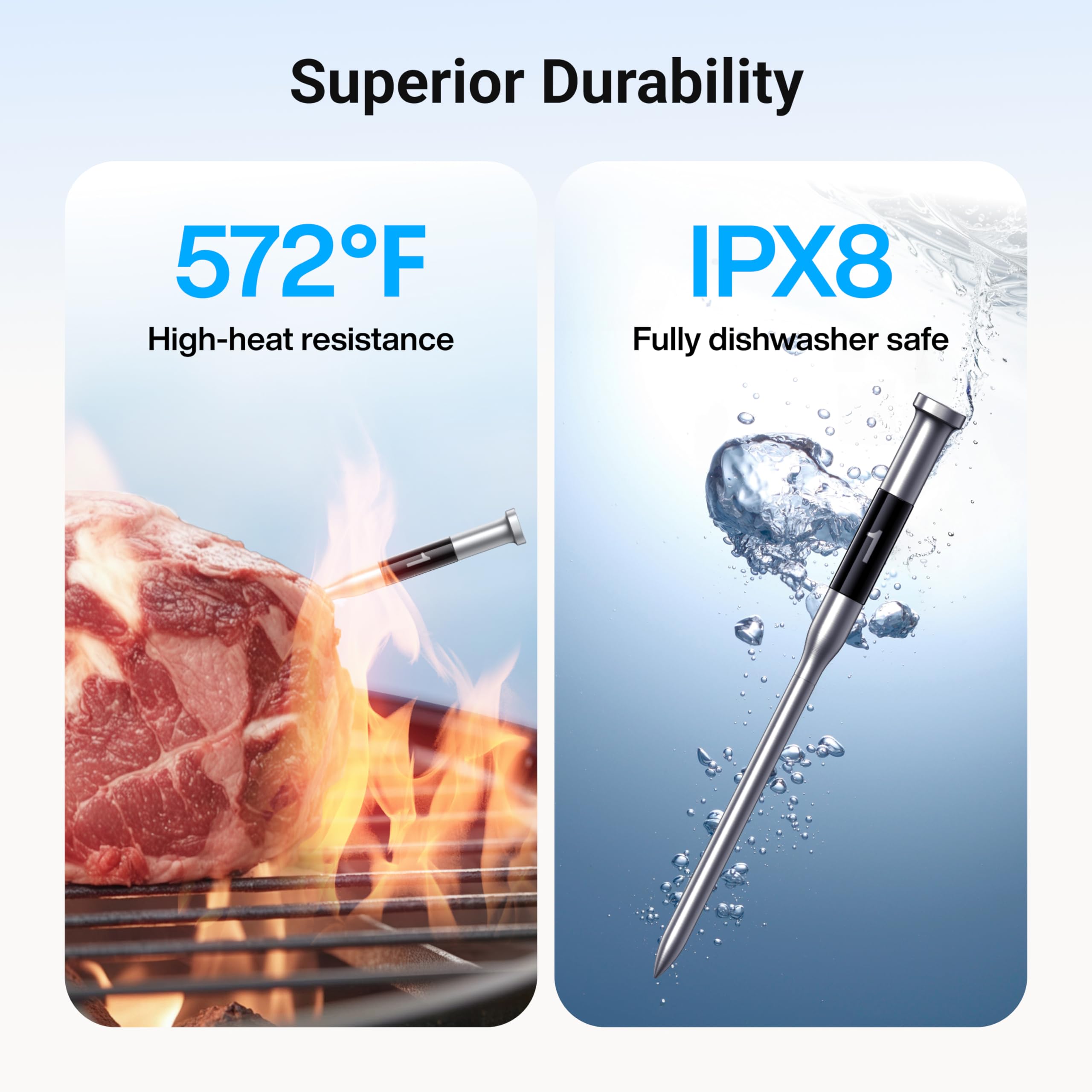 ThermoMaven Smartes Bluetooth Fleischthermometer Kabellos, Basisstation, WLAN Unbegrenzte Reichweite, NIST-zertifizierte Genauigkeit, App Warnungen, Für Grill, Ofen, Smoker, BBQ (Zartgelb)