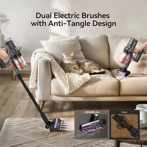 Miniatura 4 de Aspiradoras para el hogar, aspiradora inalámbrica antienredos de hasta 90 minutos con filtro HEPA, aspiradora portátil recargable inalámbrica de 590