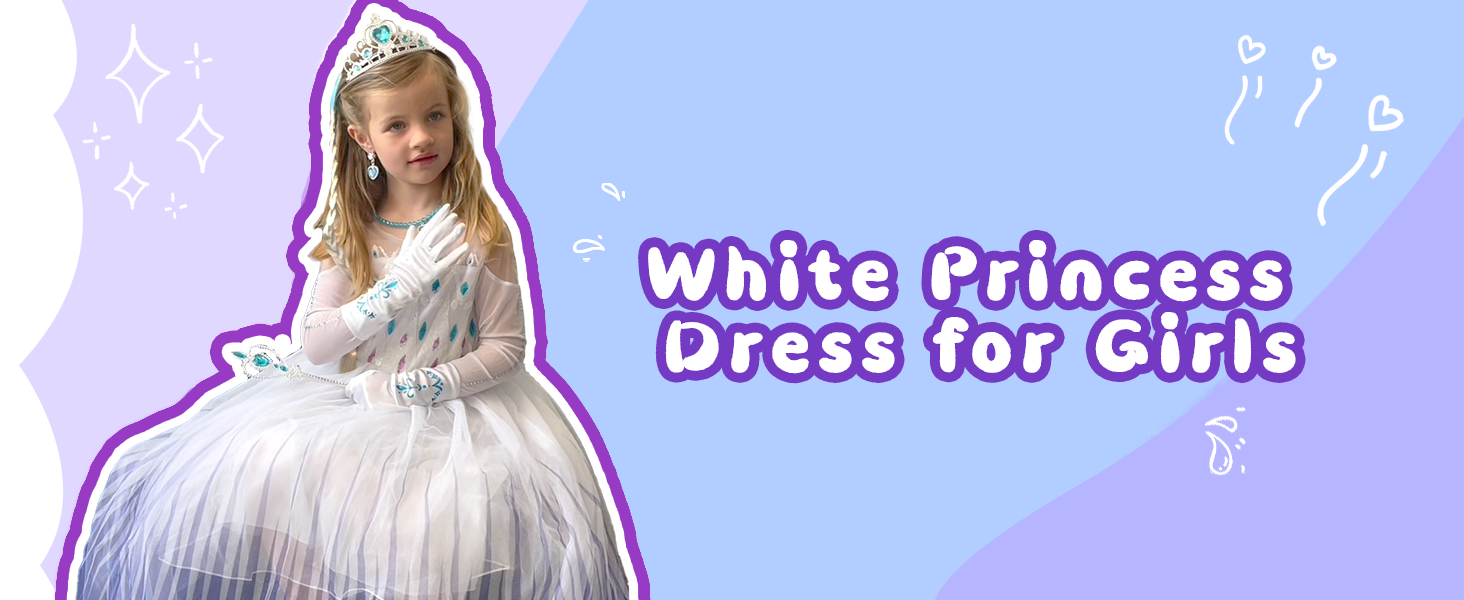 Disfraz De Princesa Blancanieves Para Niñas | Vestido Con Corona, Guantes, Collar Y Accesorios | Tallas De 3 A 14 Años | Ideal Para Halloween, Cumpleaños Y Cosplay