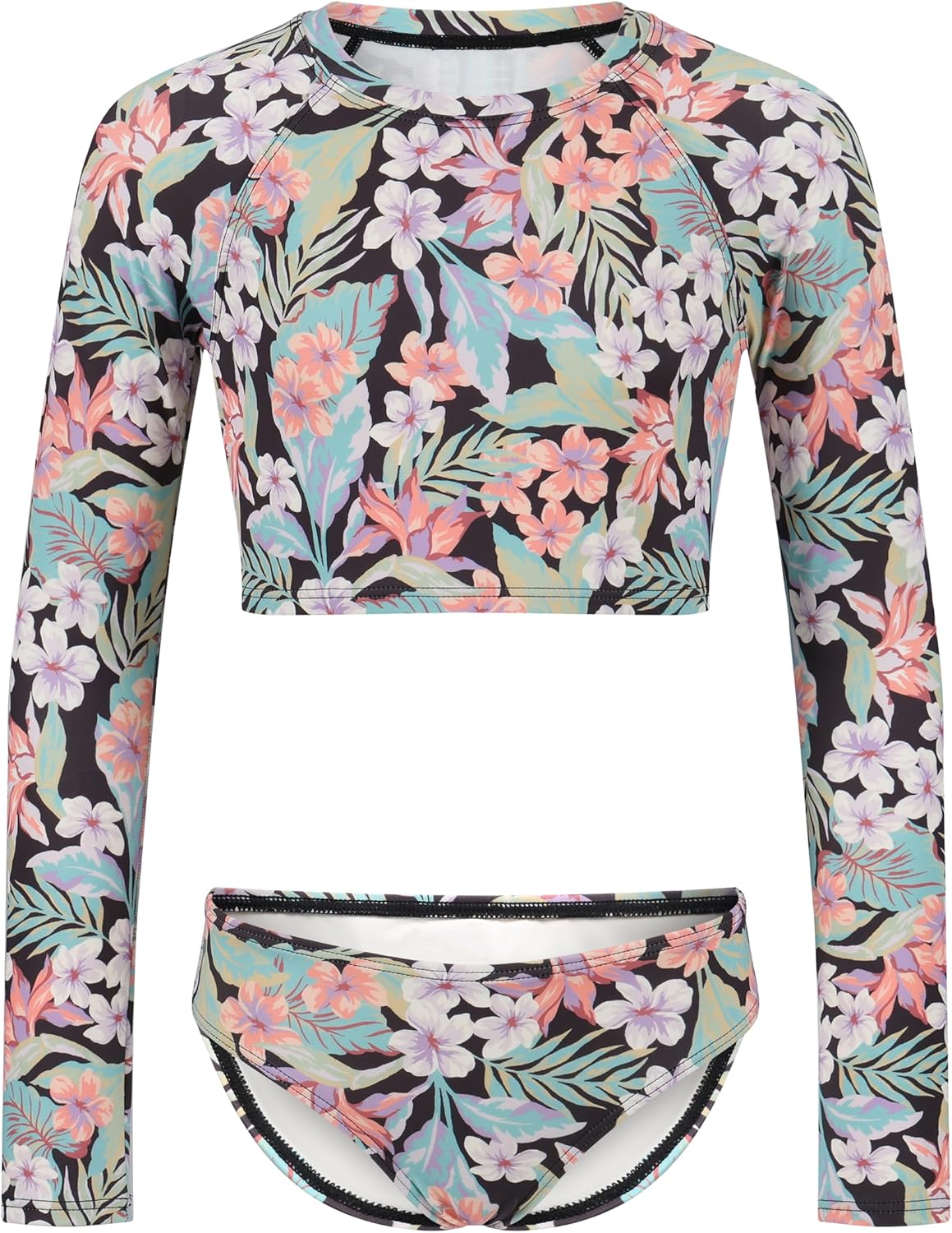 Billabong Girls' Two-Piece Rashguard Swimsuit Set, UPF 50+ Sun Protection, Quick-Dry Bathing Suit