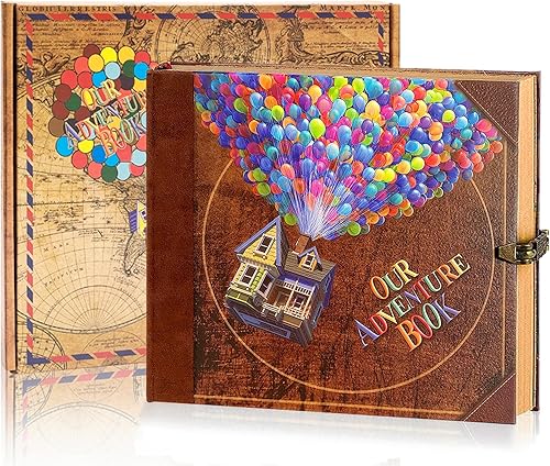 Our Adventure Book - Libro de recortes hecho a mano de 146 páginas, cubierta de cuero en relieve, ideal para recuerdos, aniversarios, bodas y regalo