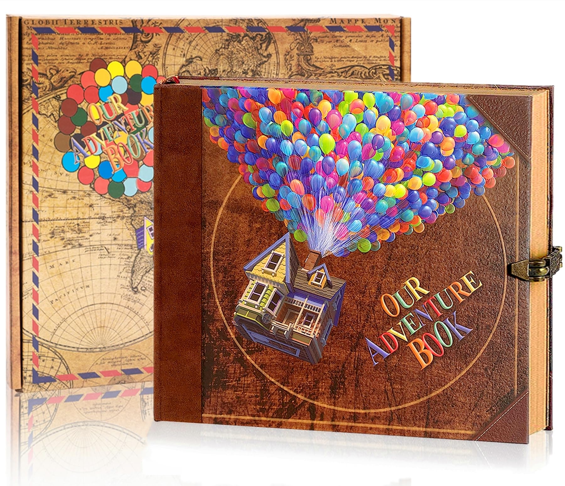 Our Adventure Book 146 Seiten DIY handgemachtes Sammelalbum, geprägter Ledereinband, ideal für Erinnerungen, Jahrestage, Hochzeiten und beste Freunde, inspiriert von der "Up"-Saga (mehrfarbig – Unser