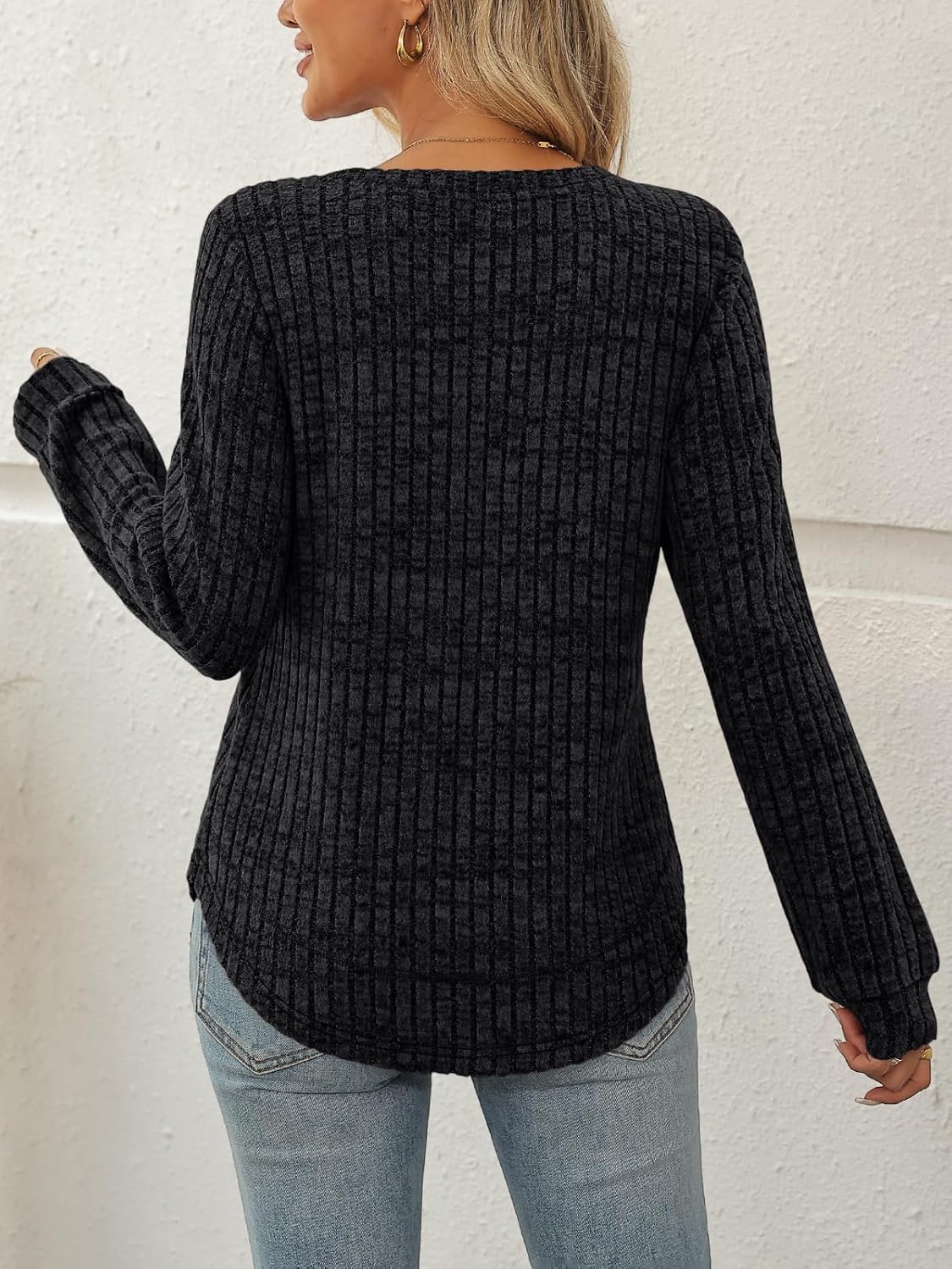 AUTOMET Womens Long Sleeve Shirts Fall Tops Tunic Fashion Outfits 2026 Dressy Casual Loose Fit Sweater Clothes Curved Hem - Image 4