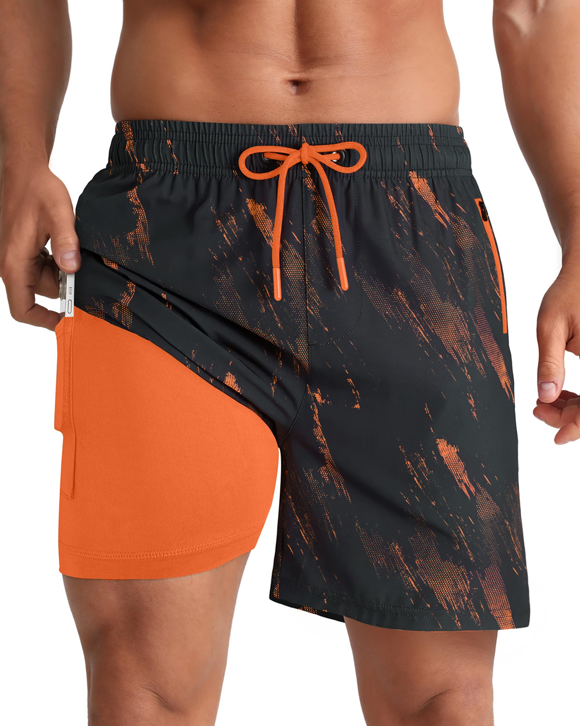 Men's Swim Trunks 5 Inch with Compression Liner Board Shorts Quick Dry Bathing Suit Zipper Pockets-image-29