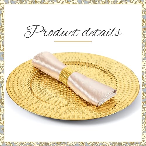 Miniatura 4 de Juego de 4 platos de carga de 13 pulgadas, cargadores para platos llanos, platos rústicos galvanizados, servilleteros, servilleteros modernos para