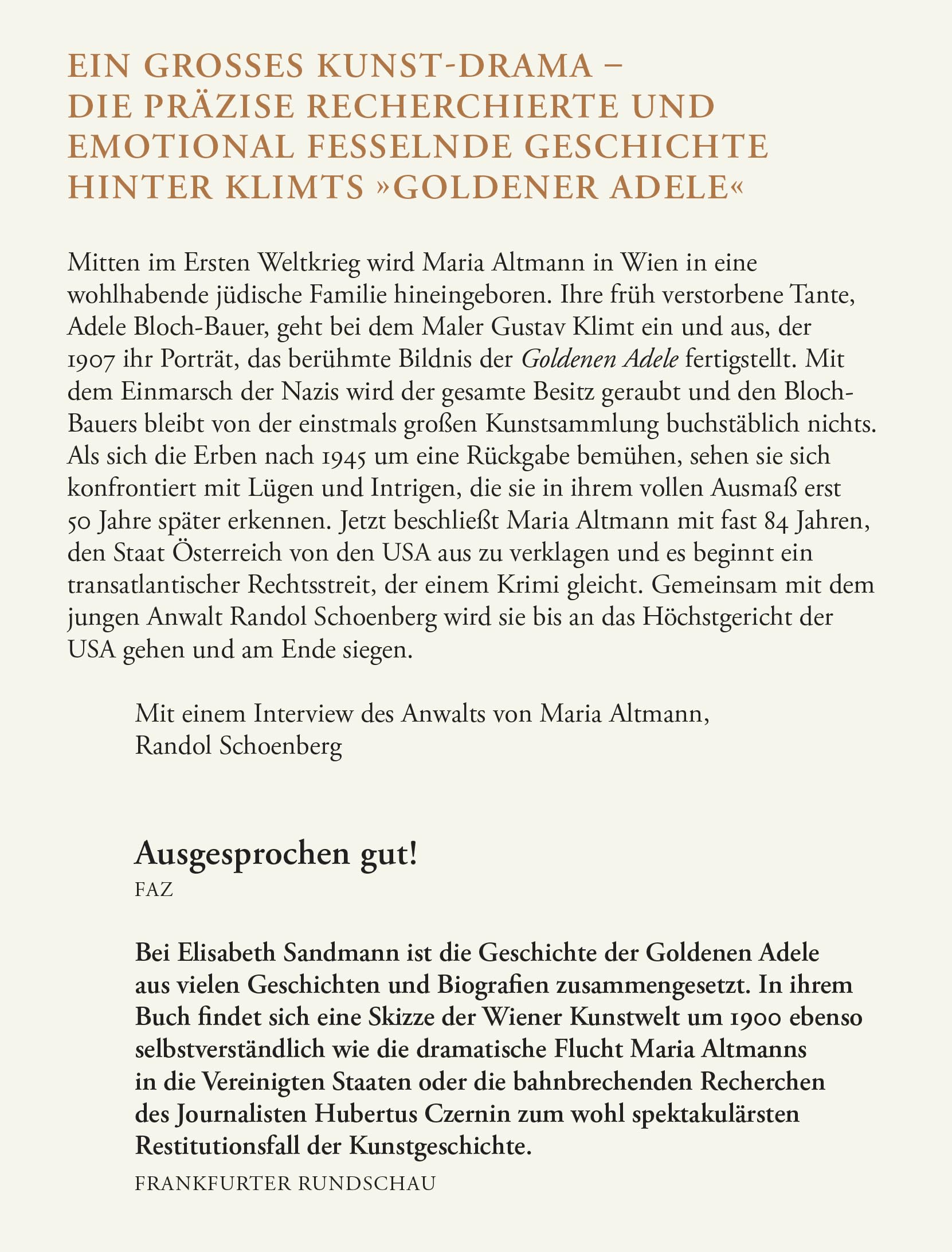 Der gestohlene Klimt: Wie sich Maria Altmann die Goldene Adele zurückholte | Erweiterte und aktualisierte Neuausgabe