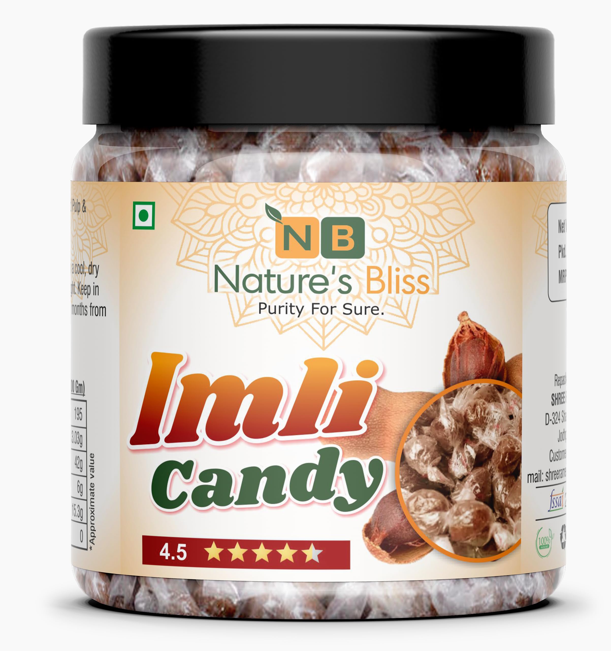 Natures Bliss Imli Candy/Khatti Methi Emli, Tamarind Candy 400gm Jar Pack (B08D129TV1) Amazon Price History, Amazon Price Tracker