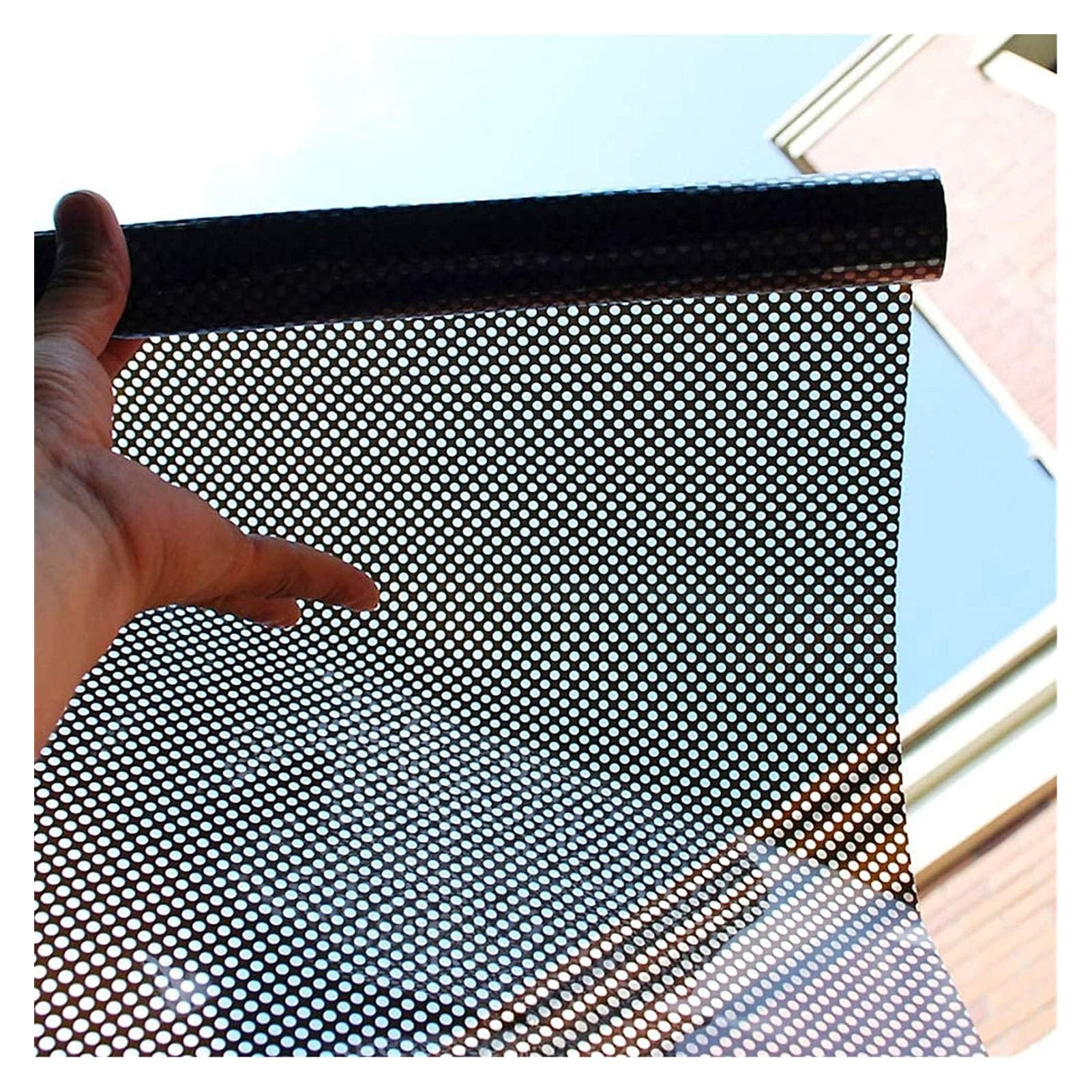 Perforated Mesh Window Film,One-way Perforated Vinyl Window Privacy Film, Adhesive Glass Wrap Roll (Color : White, Size : 300 x 45 cm (118.1 x 17.7''))(Color:Black,Size:200 x 60 cm (78.7 x 23.6''))