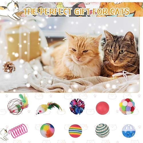 Miniatura 6 de Shappy Paquete de 150 juguetes para gatos, paquete de juguetes de Navidad a granel, variedad de juguetes divertidos e interactivos, incluyendo