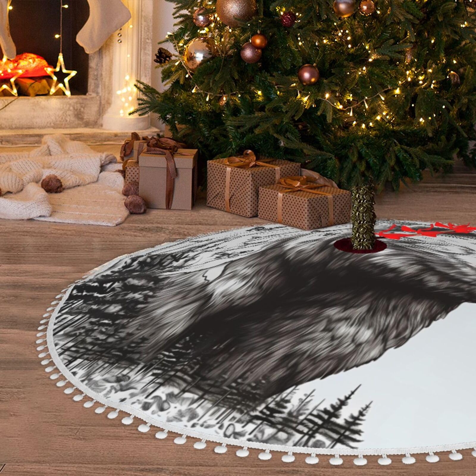 Jupe de sapin de Noël 121,9 cm en peluche douce pour base de sapin