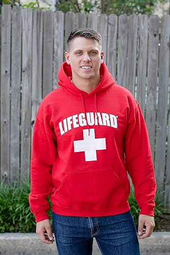 Miniatura 6 de LIFEGUARD Sudadera con capucha de primera calidad con licencia oficial unisex para hombres y mujeres, Rojo