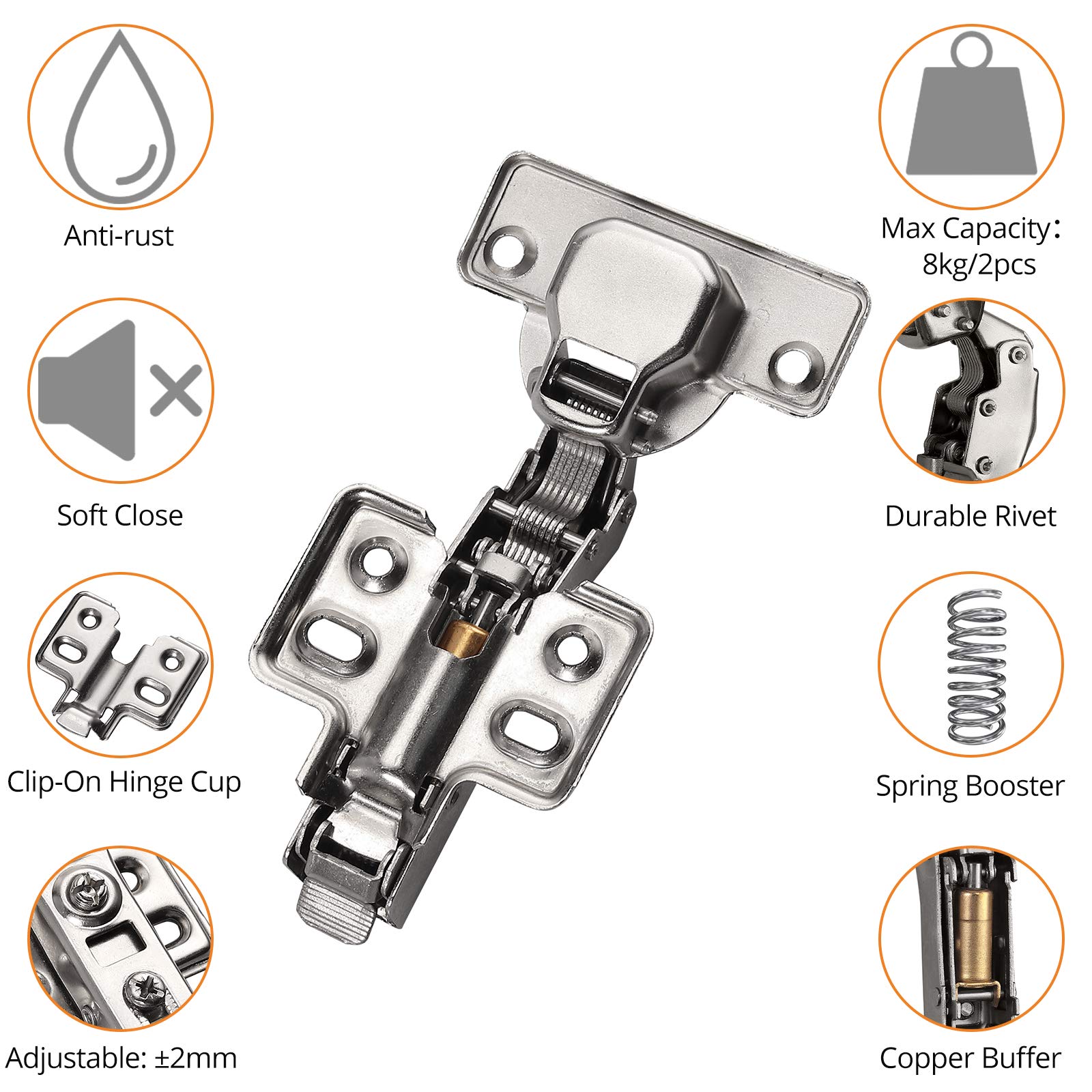 Neoteck 20PCS Inset Soft Close Kitchen Door Hinge Hydraulic